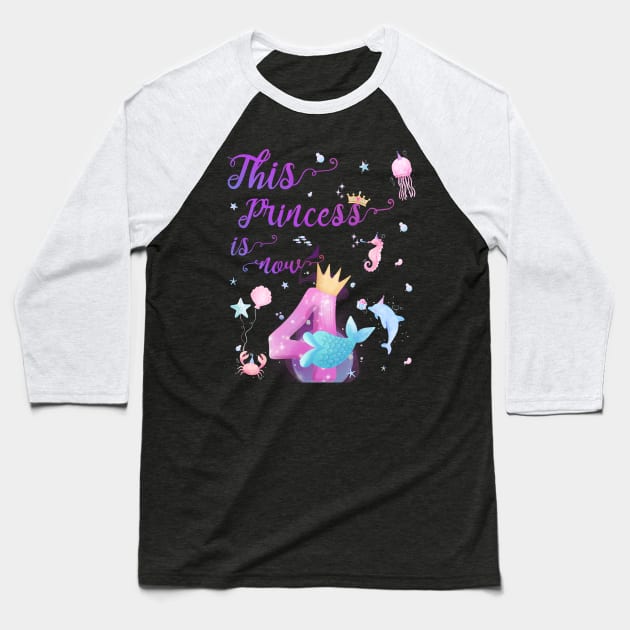 This Princess Is Now Four Years Old 4th Girl Cute Birthday Baseball T-Shirt by AimArtStudio